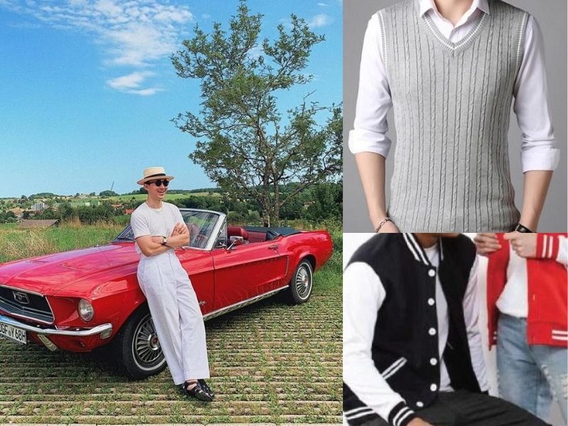 preppy college socialite, retro style for men