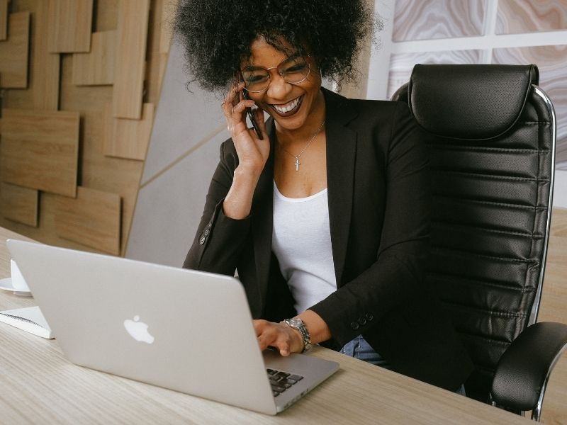 woman working on desk