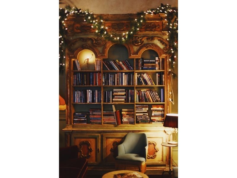 christmas book shelf