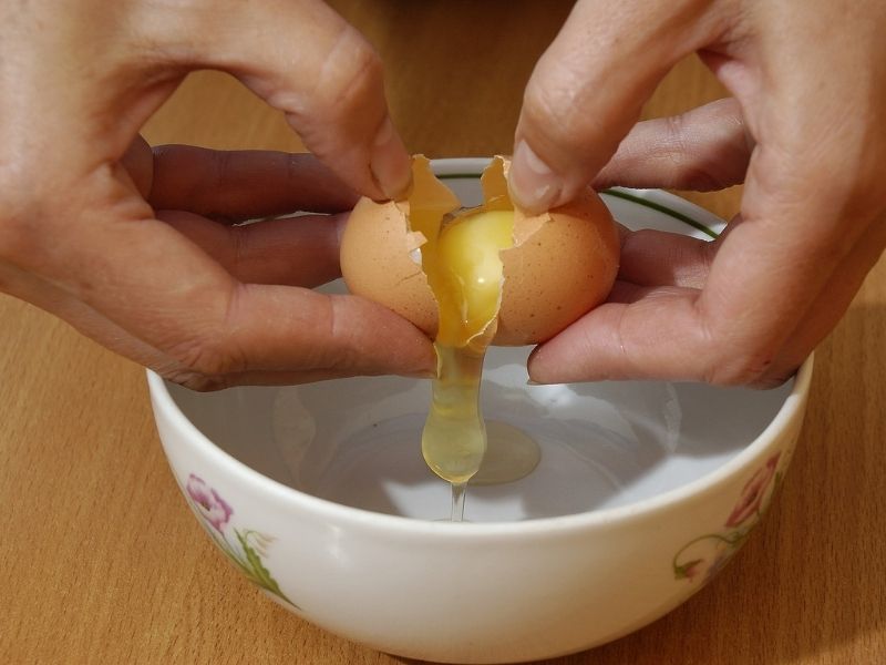 cracking eggs