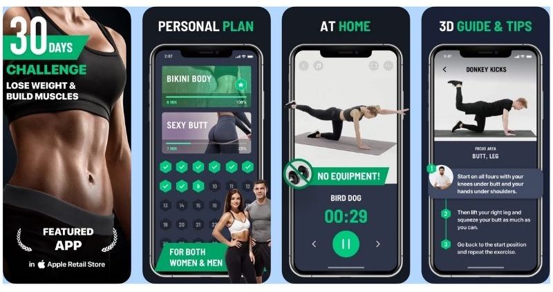 30 days fitness at home best workout apps