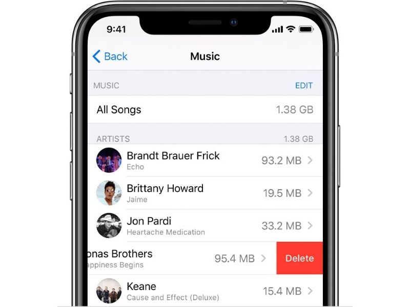 iPhone delete music how to clean iphone storage