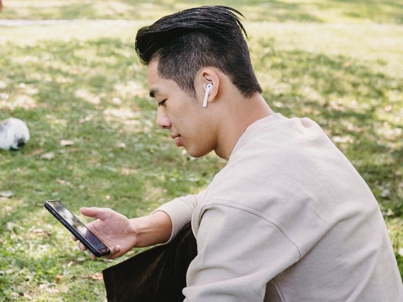 guy looking at smartphone