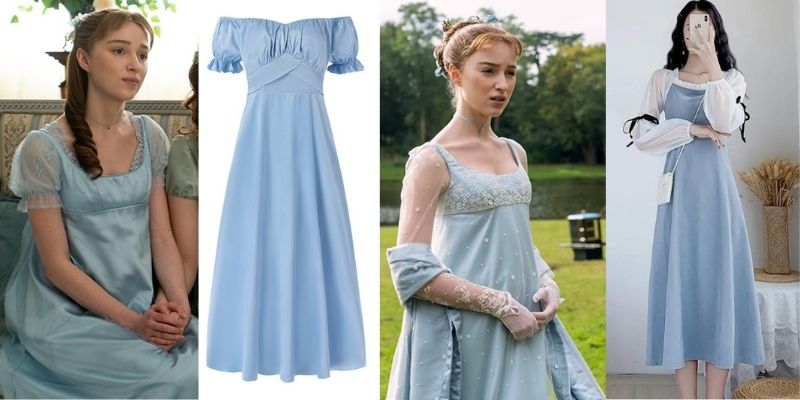 daphnne bridgerton, baby blue dress