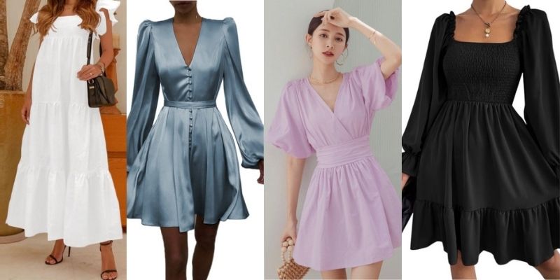 puff sleeved outfits, baby doll dress