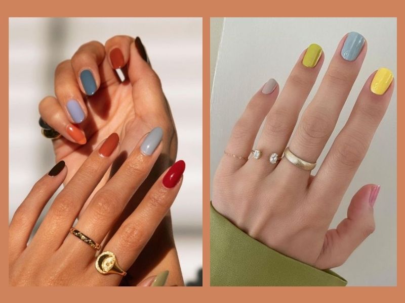 multi coloured manicure