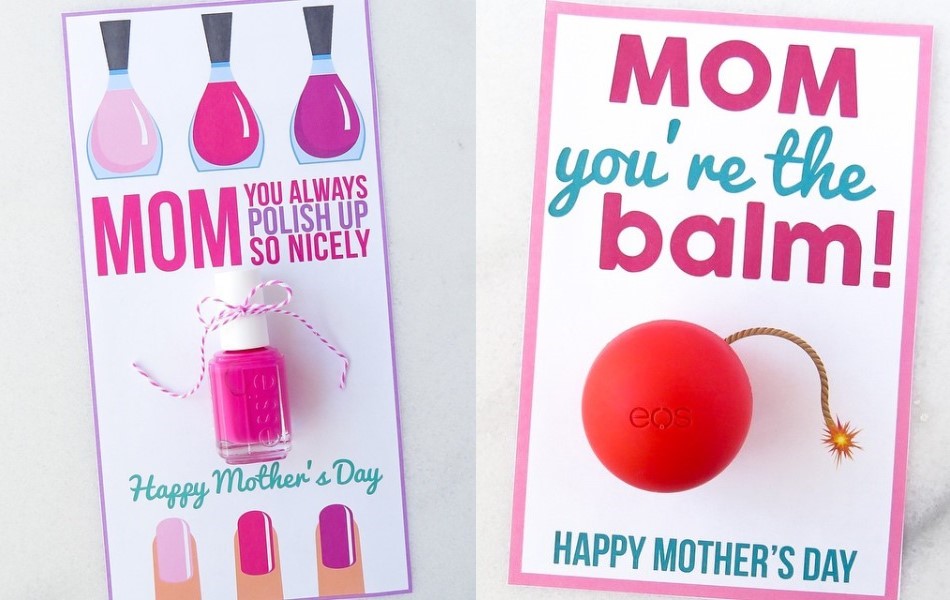 nail polish lip balm mothers day greeting card