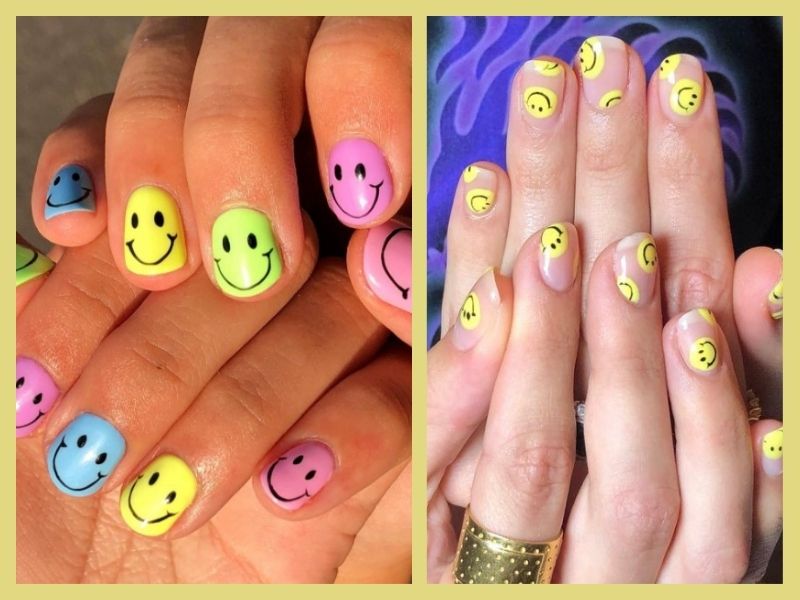 smiley face nail art
