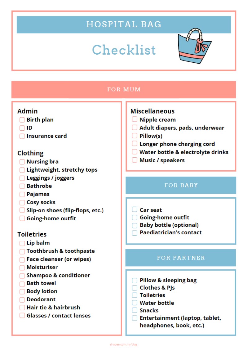 hospital bag checklist for mum and baby 