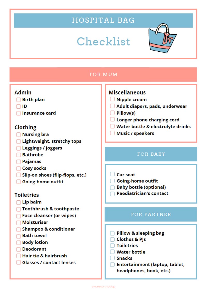 Hospital bag deals checklist for mum