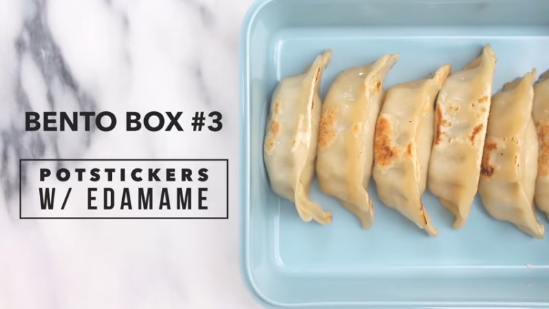 potsticker dumplings with edamame bento