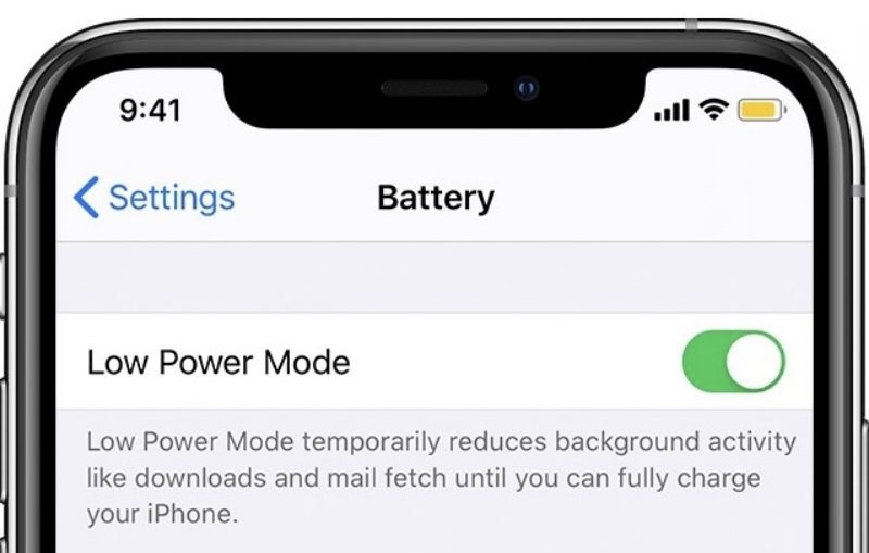 iPhone low power mode menu battery health