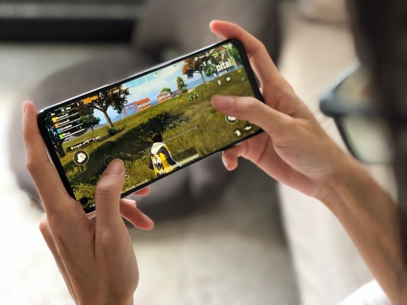 playing a game on the Oppo A74 5G