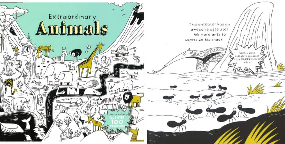 extraordinary animals colouring book for kids