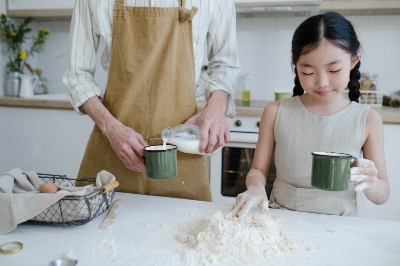 girl baking in kitchen