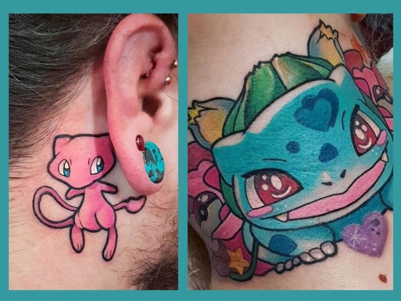 pokemon neck tattoo for men