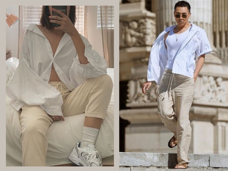 Image result for sweatpants and button down shirt