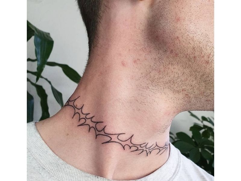 Beloved  Amazing Thorn Tattoo On Girl Neck