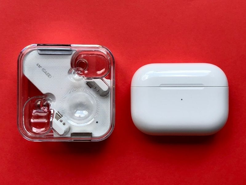 Nothing Ear 1 and Apple AirPods Pro charging cases 