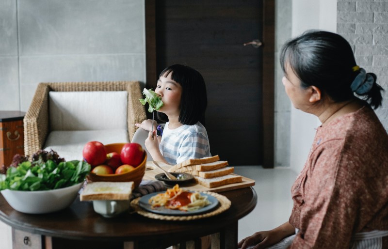 girl eating salad, picky eater 