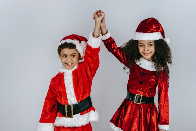 kids in santa outfit