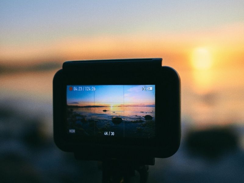 An action camera recording a sunset