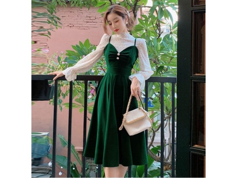 velvet green dress