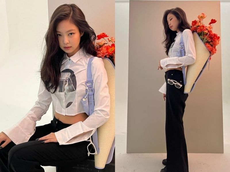 jennie, low rise jeans outfit