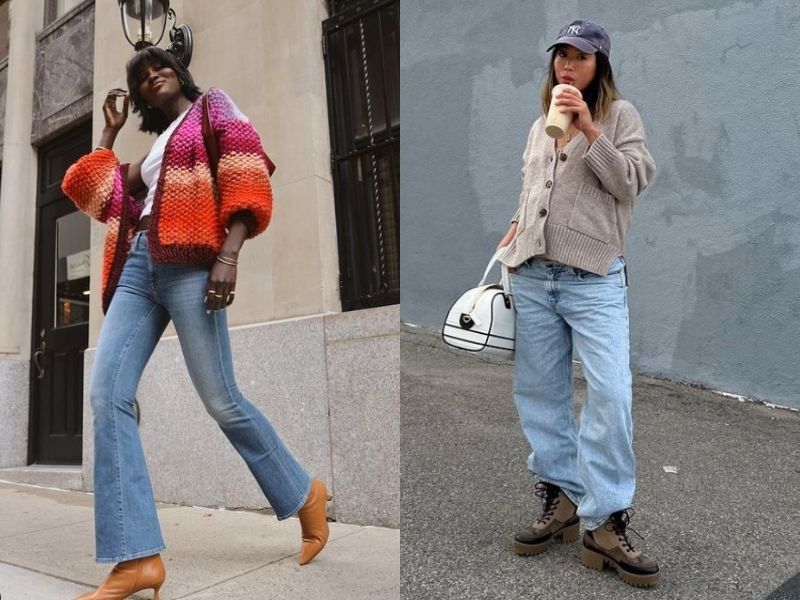 cardigan, low rise jeans outfit