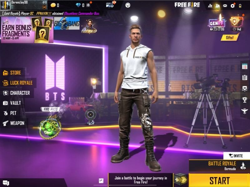 Garena Free Fire X BTS themed lobby