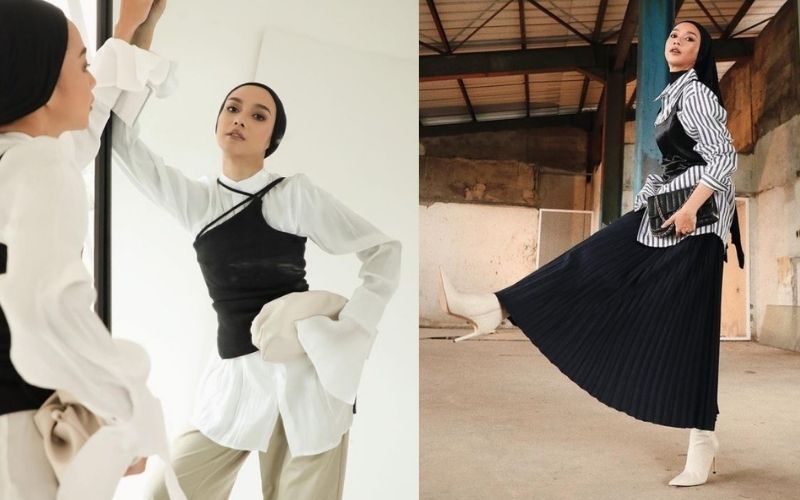 asymmetrical crop top hijab