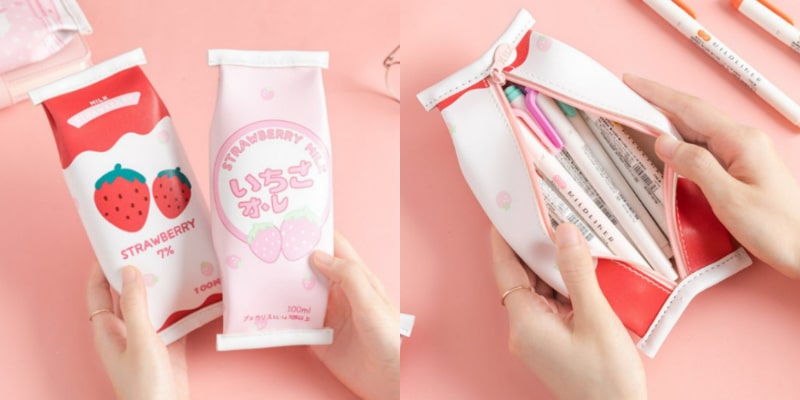 Cute strawberry milk pencil case