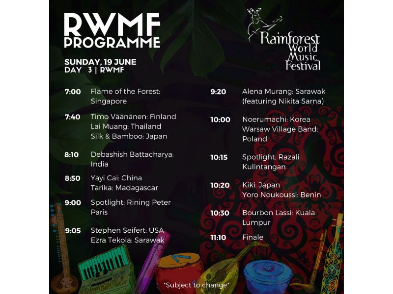 Rainforest World Music Festival Day 3 Programme Schedule