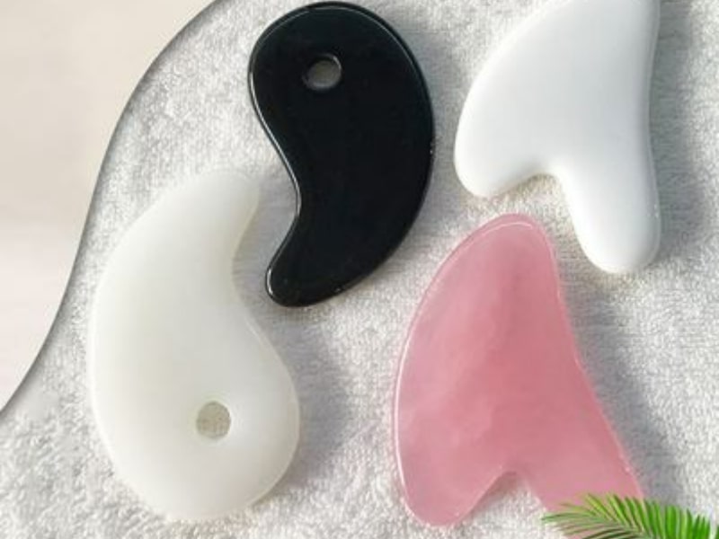 Gua sha is said to increase blood flow, drain the lymphatic system, and tone complexions.
