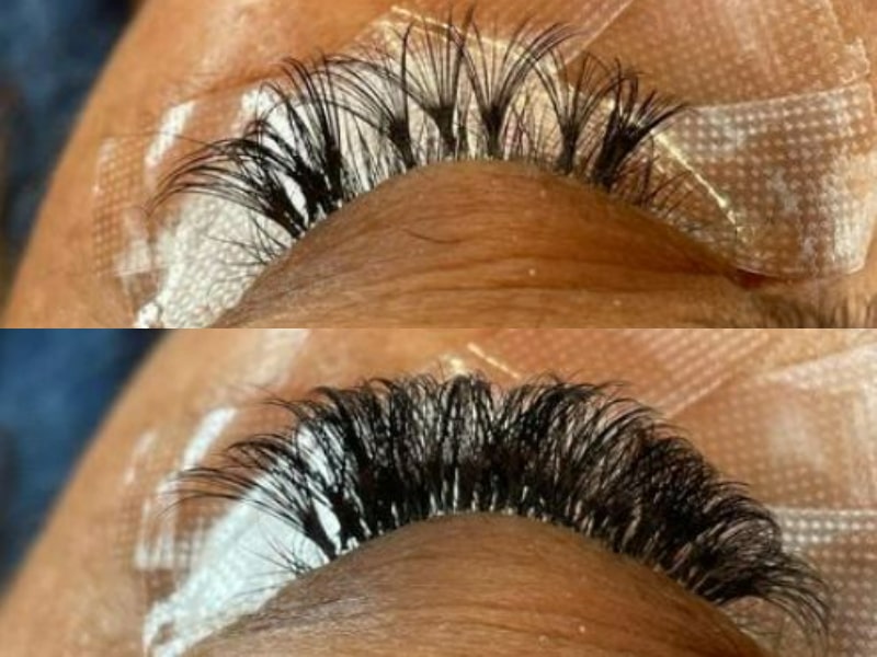Infill lashes are a type of eyelash extension technique that uses individual lashes or fans to fill in the spaces between extensions.