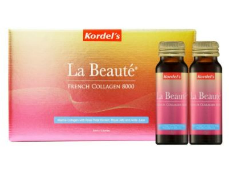Kordel La Beaute French Collagen is a collagen drink that helps rejuvenate skin.