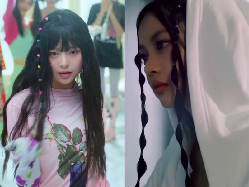 bubble braids, hybe new girl group hairstyles