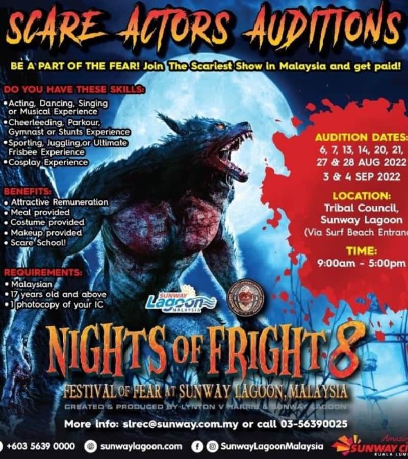 nights of fright sunway 8 audition