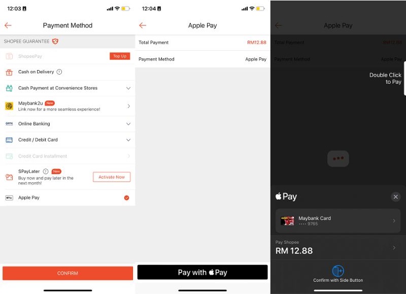 Shopee Malaysia app checkout page