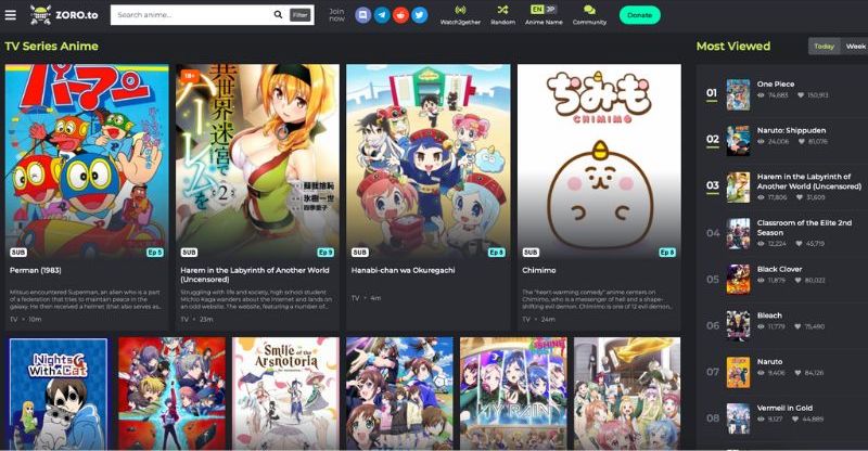 Zoro.to best websites to watch anime