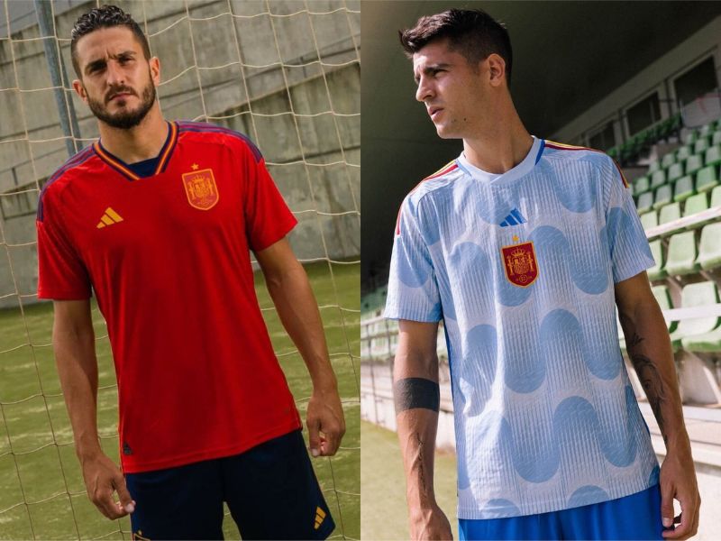 Spain home and away jerseys