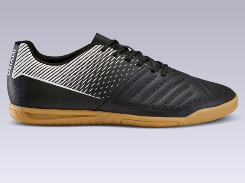 decathlon futsal shoes black grey upper gum sole