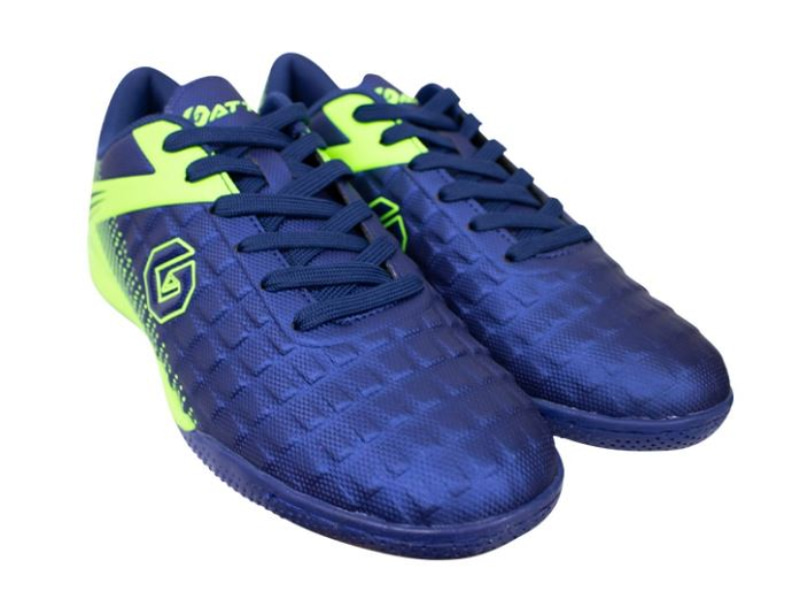 gatti zeena blue leather upper neon green side