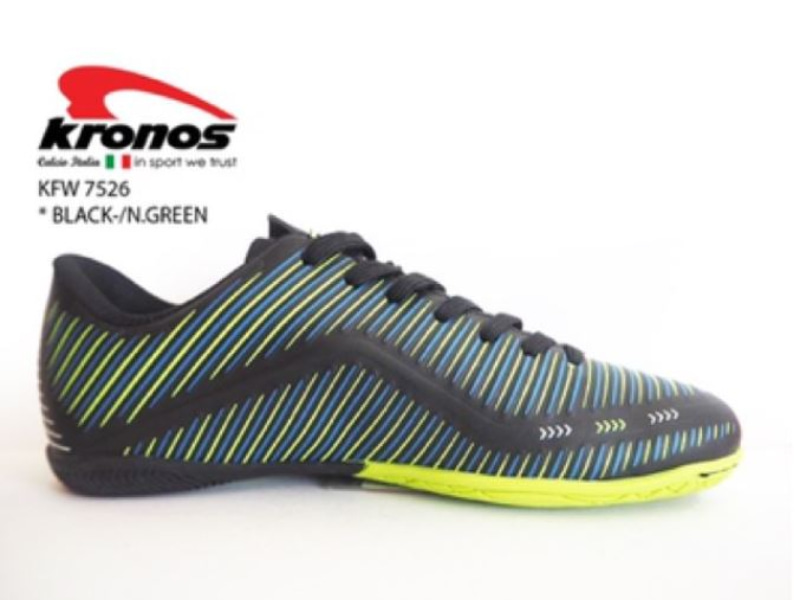 kronos futsal shoe striped green upper yellow sole