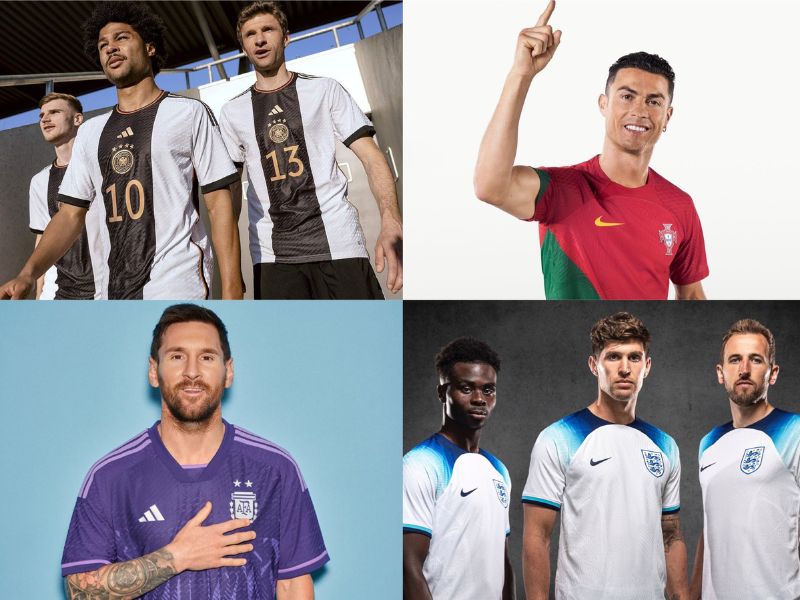 Germany, Portugal, Argentina & England FIFA World Cup 2022 Jerseys
