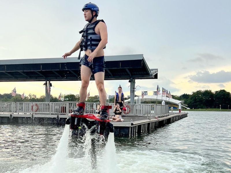 A person flyboarding things to do in putrajaya