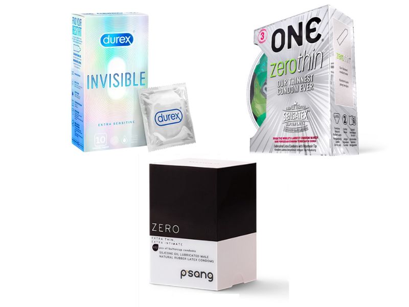 Durex Invisible Extra Sensitive Condoms, P’Sang Zero Buttercup Condom (extra thin), & ONE Zerothin Condoms best condom in malaysia