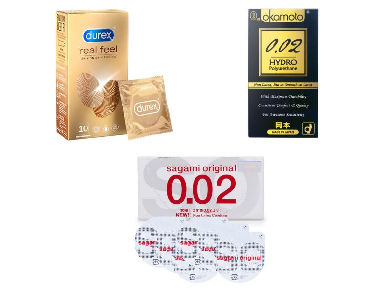 Durex Real Free Condoms, SAGAMI Original 0.02 Non Latex Condom & Okamoto 0.02 Hydro Polyurethane Condom best condom in malaysia