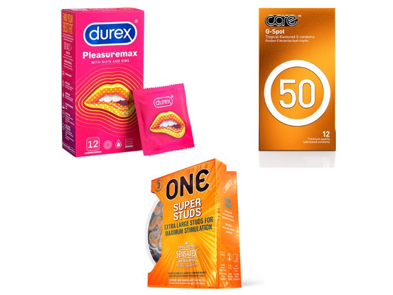 Durex Pleasuremax Condoms, ONE Condoms Super Studs & Care 50 G-Spot Condom best condom in malaysia 