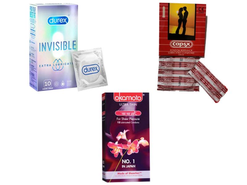 Durex Invisible Extra Lubricated Condoms, Okamoto Ultra Thin Lubricated Condom Orchid & Capsx Lubricated Condom 003 best condom in malaysia